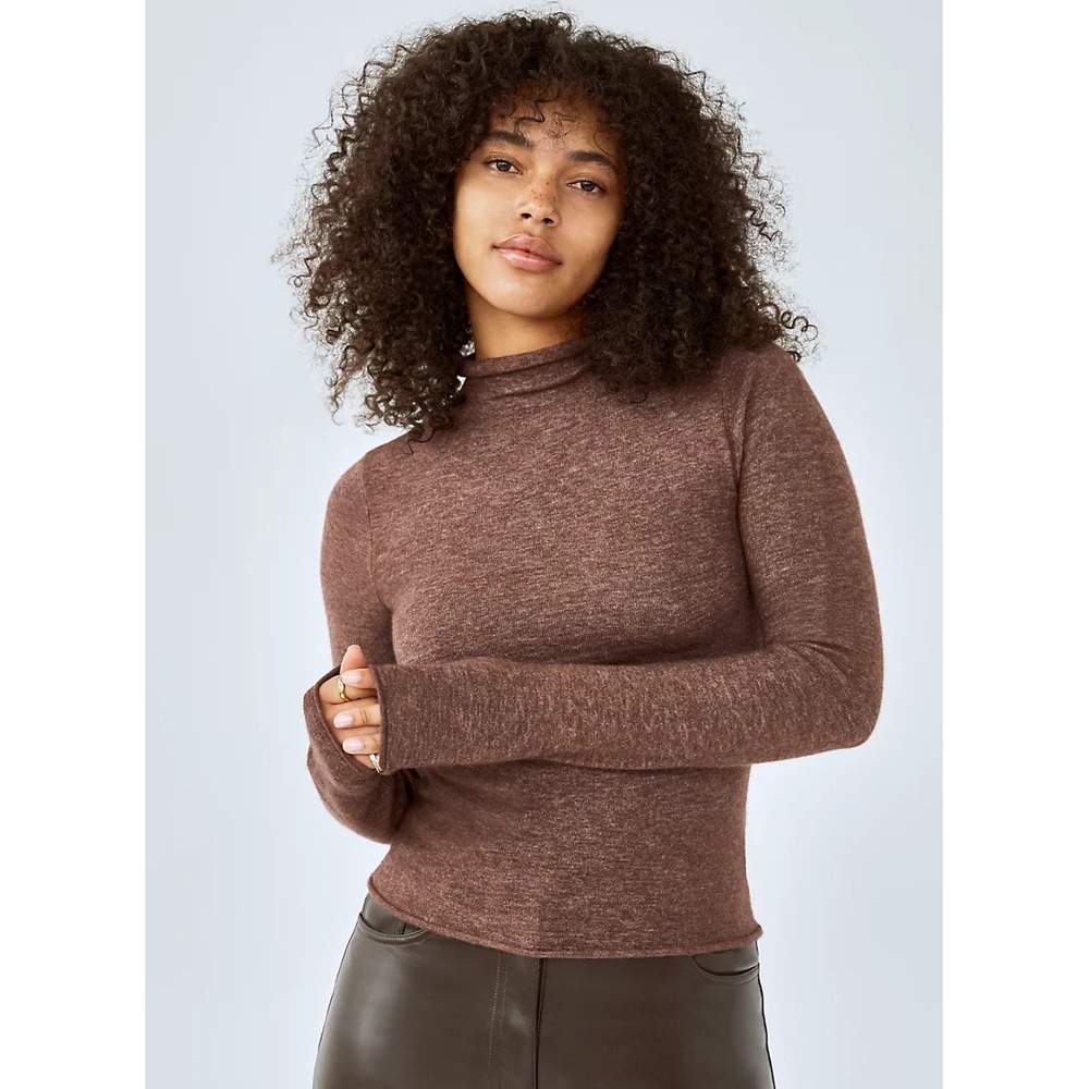 NWT Aritzia Wilfred Darling Turtleneck Sweater Heather Caramelized Walnut XS